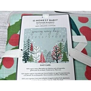 Honest Organic 100% Cotton Infant Baby Milestone Blanket For Pictures 0-12m Gift